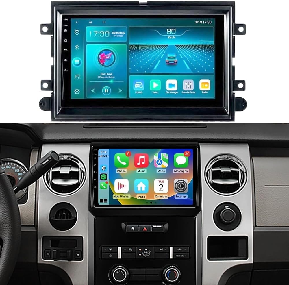 9.7 Inch Android 13 Car Stereo Radio for Ford F150 2009 2010 2011 2012 2013 2014 Touch Screen Double Din with Carplay & Android Auto Bluetooth Wi-FI/Steering Wheel Control/Car Stereo Radio [2GB+32GB]