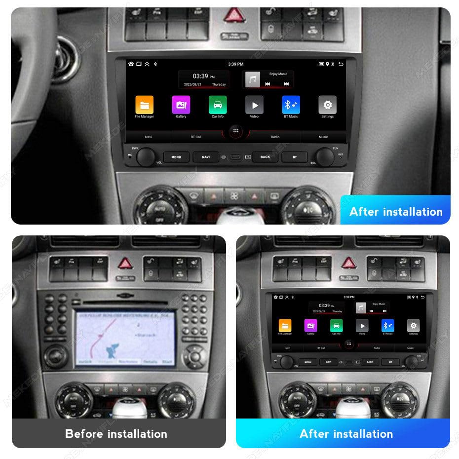 2G+64G Android Radio for Mercedes Benz C Class W203 C200 C230 C240 C320 C350 2005-2009 Head Unit,10.26" Touch Screen GPS Navigation/Wireless Carplay/Android Auto/5G WiFi/FM/SWC/AHD Camera