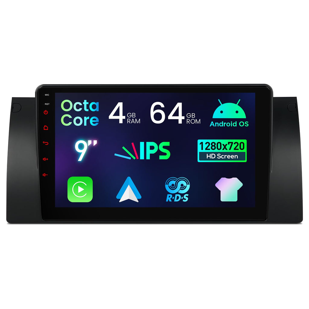 XTRONS Android 14 Car Stereo for BMW X5 E53 1999-2006, 9 Inch Touch Screen Car Radio GPS Navigation Bluetooth Built-in DSP Head Unit Wireless CarPlay Android Auto (4+64GB)