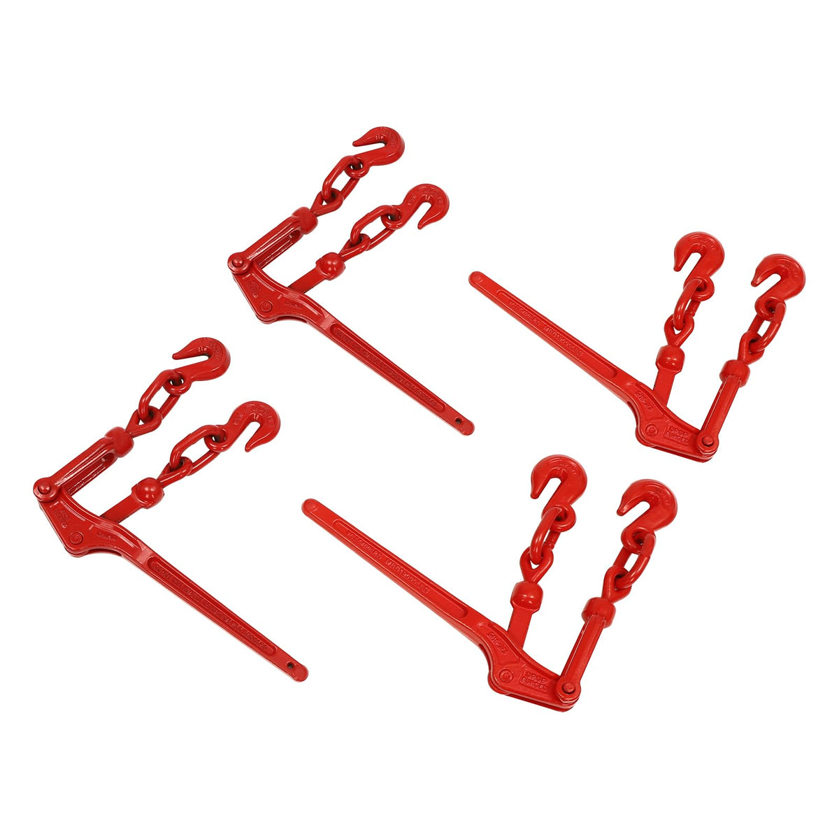 4 Pack Lever Load Binder, 5/16"-3/8" Ratchet Chain Binders, 9200lbs Working Strength with Hooks, for Flatbed Truck, Trailer, Tie Down, Hauling, Towing