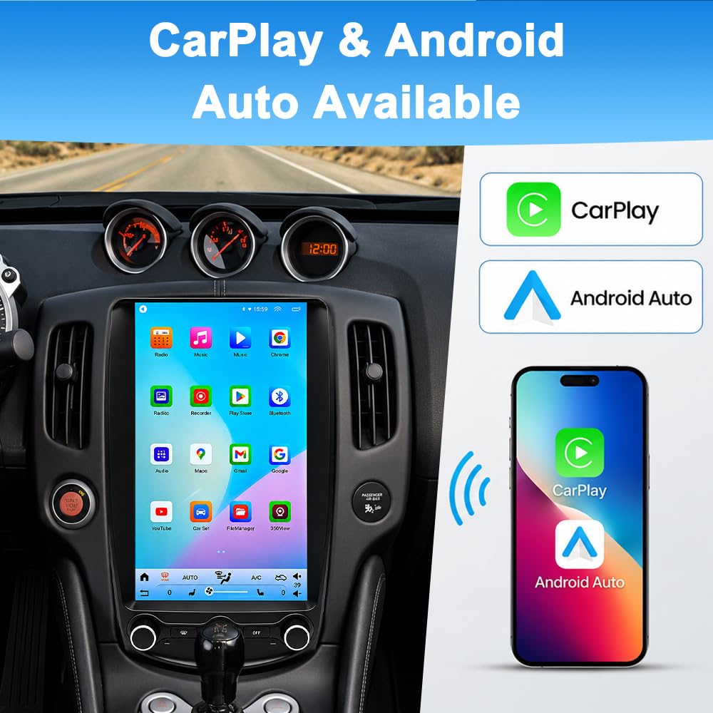 13.8 Inch Touchscreen Android 15 Car Stereo for Nissan 370Z 2009-2021