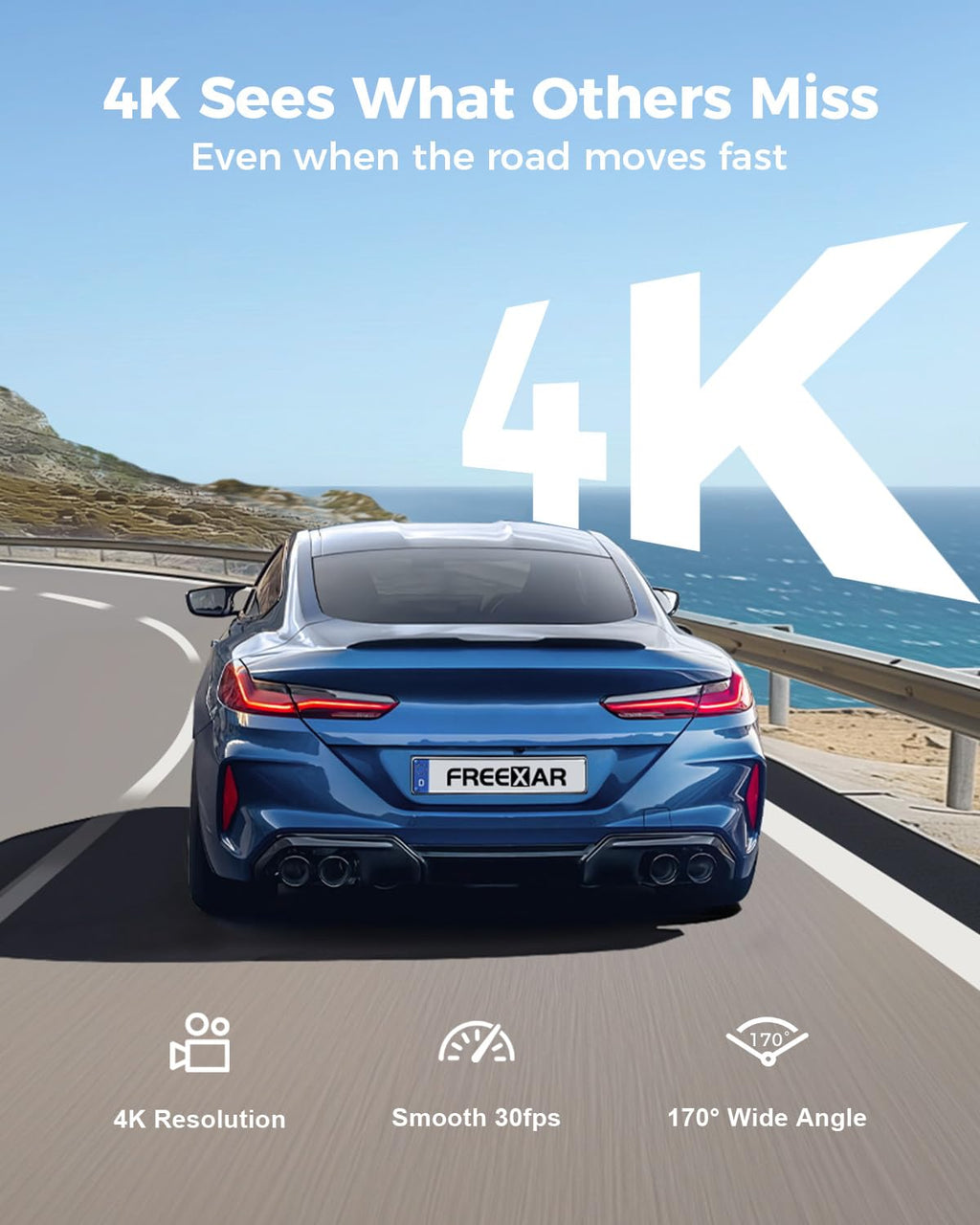 4K 360° Dash Cam with 128GB Card for Uber & Lyft Drivers