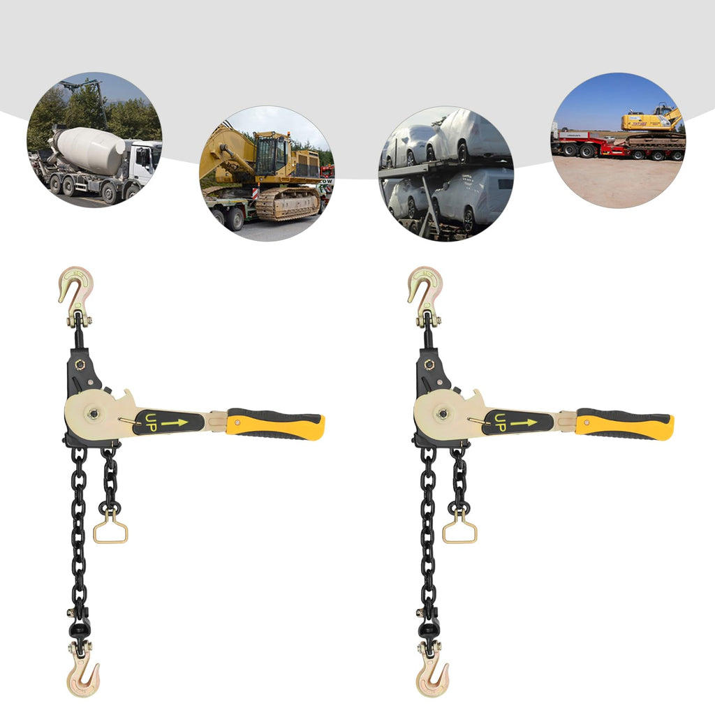 2pcs Ratcheting Chain Binder, 3/8-1/2in 6600 Lbs Cargo Control Tool, Yellow