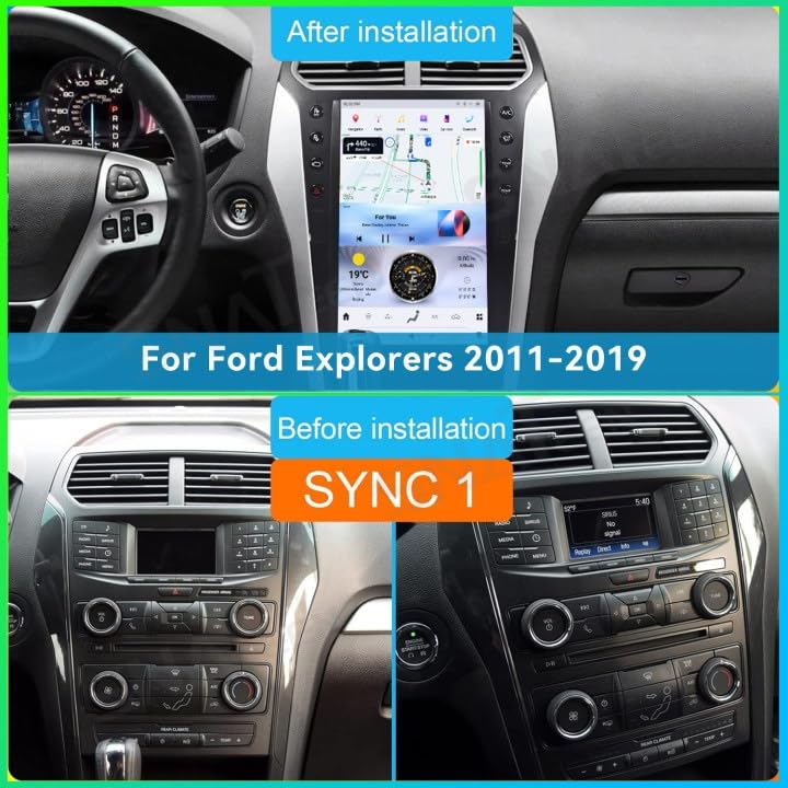 8-128GB Android 11.0 Car Stereo for Ford Explorer 2011-2019 14.4 Inch Vertical Screen Car Radio Navigation Multimedia Player (SYNC1, 8-128GB)