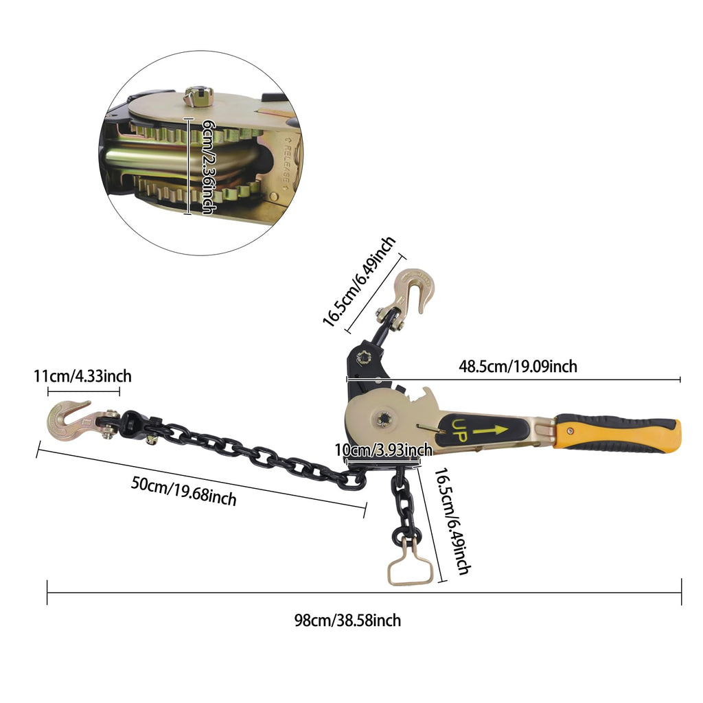 6600 lbs Ratchet Chain Binder,3/8-1/2 in Chains Load Binder w/Handles, 2PCS