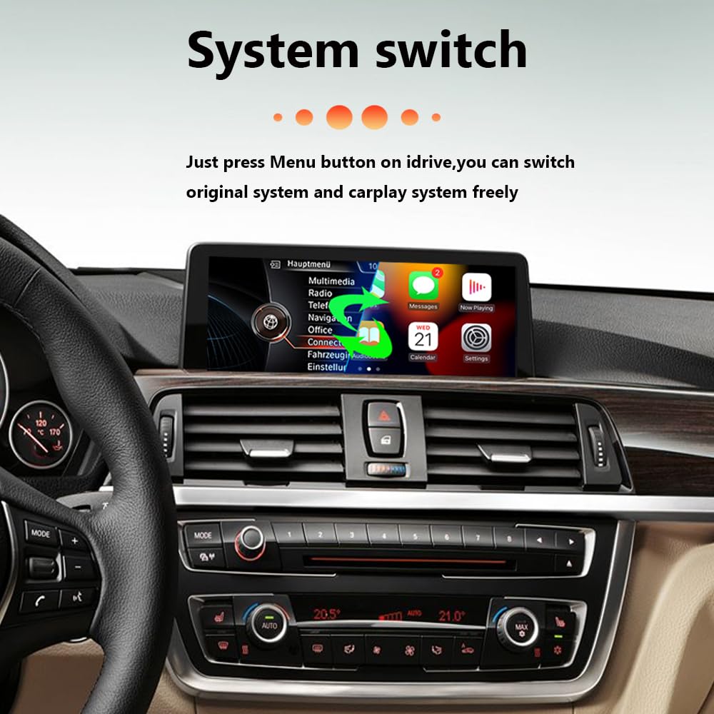Wireless CarPlay Android Auto Retrofit Kit Decoder Box for BMW NBT System 1/2/3/4/5/6/7 Series X3/X4/X5/X6, Support Mirror Link, Camera, GPS, Siri, YouTube, for BWM Accessories