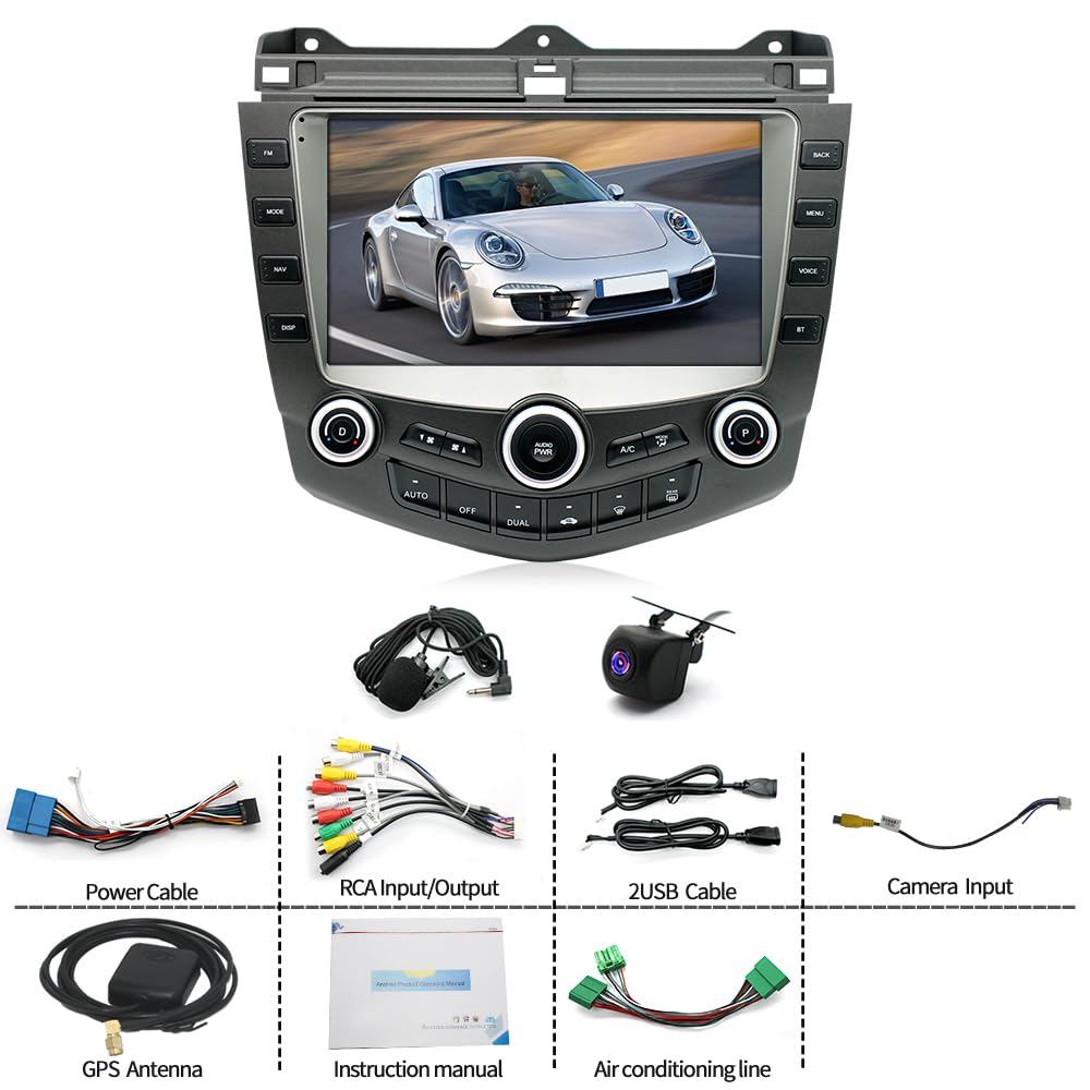 Car Radio for Honda Accord 2003 2004 2005 2006 2007 Wireless Carplay & Android Auto, 10 Inch IPS Touch Screen for Honda Accord Car Stereo Bluetooth in Dash GPS WiFi Backup Camera SWC-2+32G