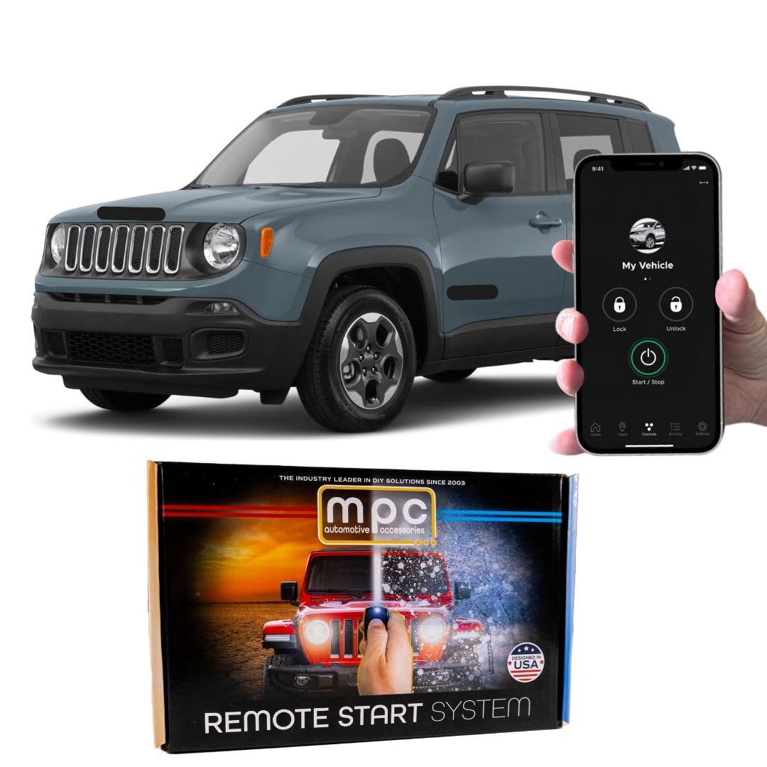 MPC Plug N Play Remote Start with Smartphone Control Compatible with 2015-2017 Jeep Renegade |Push to Start| Smartphone or Factory Key Fob Activated