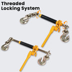 3/8"-1/2" Heavy Duty Ratchet Chain Binders, Load Binders with 2 Grab Hooks