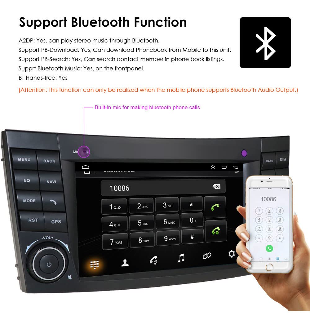 7" CarPlay Android Auto Screen with Lifetime Maps, Spoken Turn-by-Turn Directions,Car Navigation Replacement for Mercedes- Benz