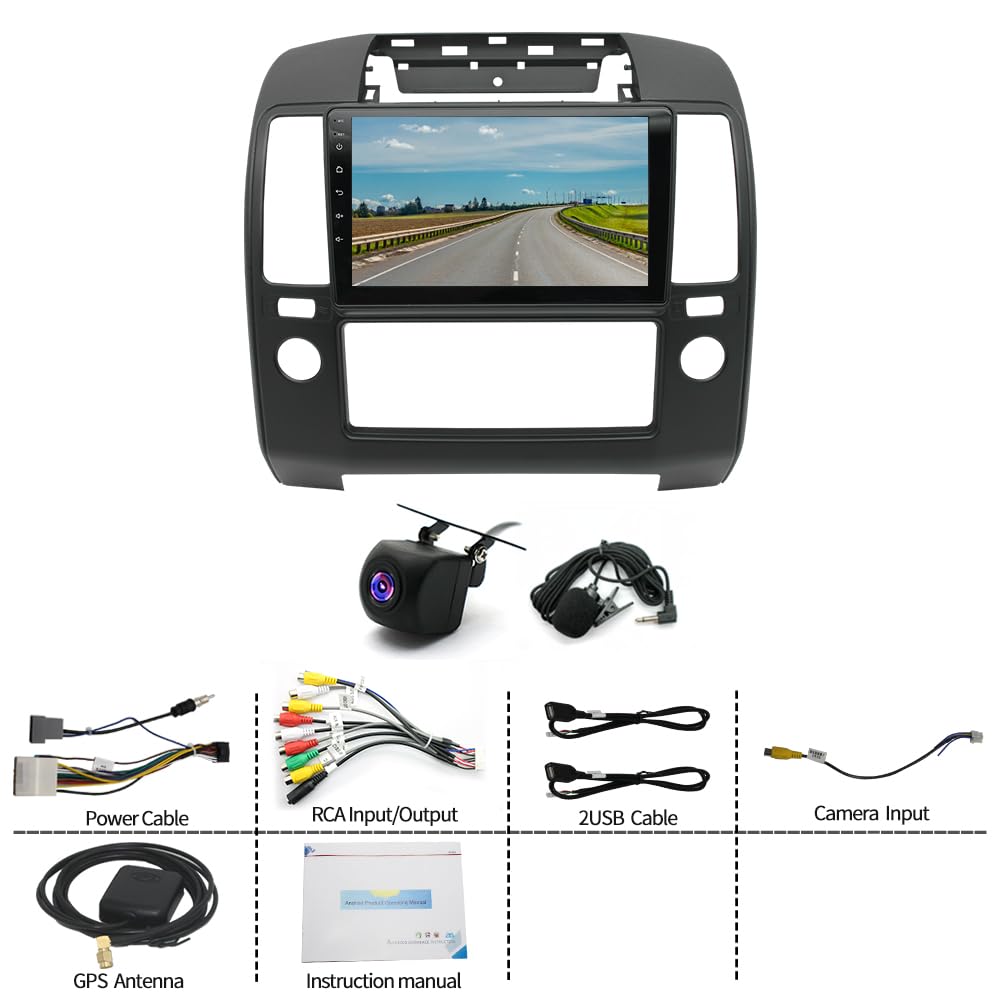 Android 13 Car Radio for Nissan NAVARA 2006-2012, 9 inch Touch Touch Screen Stereo Double Din Radio with Wireless Carplay Bluetooth Android GPS Navi WiFi FM RDS AHD Backup Camera SWC, 2+32G