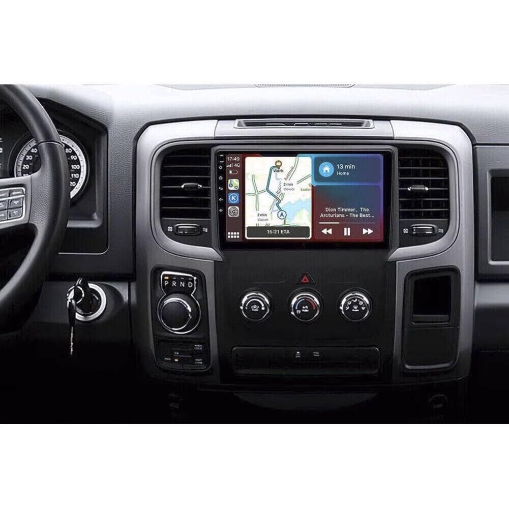 Car Stereo for Dodge Ram 2013-2019 1500 2500 3500 (Manual AC Only), 9" Android 13 IPS HD Touchscreen, Built-in Wireless Carplay & Android Auto, GPS Navi, WiFi, Bluetooth, FM Radio, SWC, 2+64G