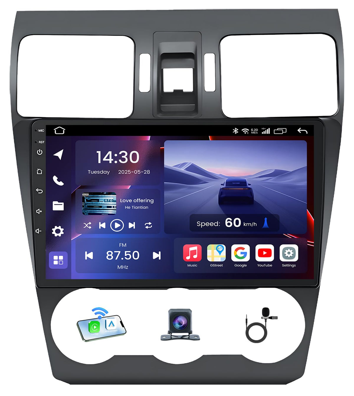 8Core 4+64G Car Radio for Subaru Forester 2014 2015 Subaru WRX Impreza 2012-2014- Android Car Stereo with Wireless Carplay, 9 Inch 1280 * 800 IPS Touchscreen Car Radio GPS WiFi Backup Camrea