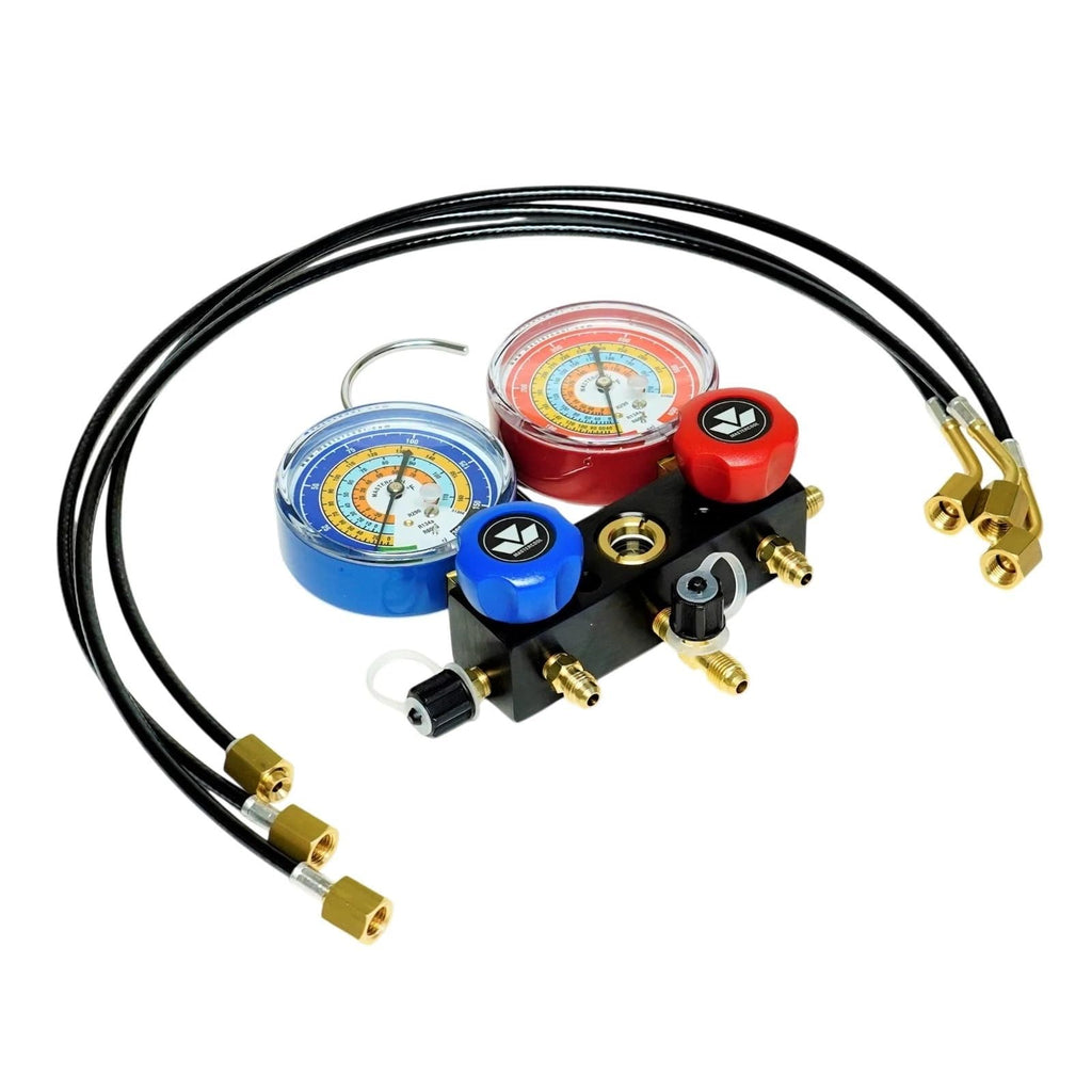 93524-TP 2-Way Aluminum Charging Manifold 24" Hoses R600a R290 R134A