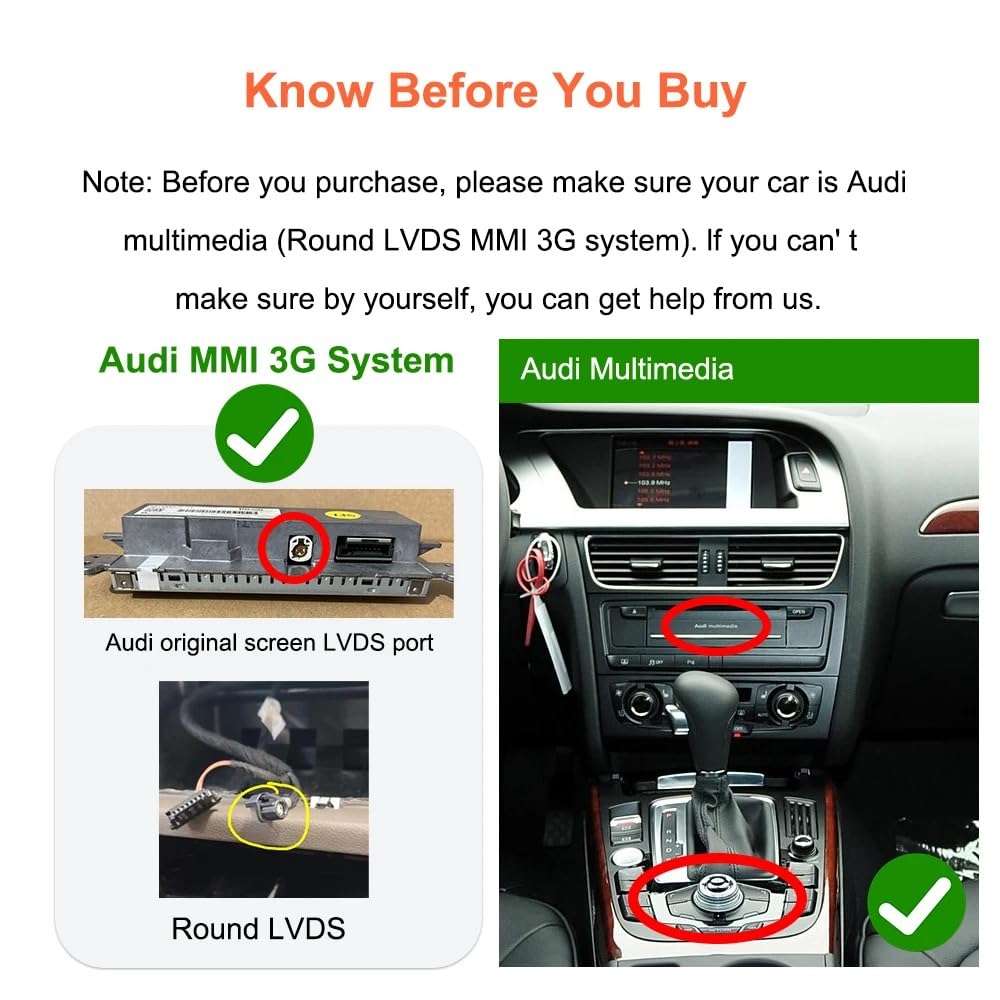 Wireless Carplay Android Auto Adapter for Audi A4 A5 Q5 S4 S5 2008-2018 | MMI 3G Retrofit Kit with Navigation, Music, Siri, OEM Knob Control, Camera Input