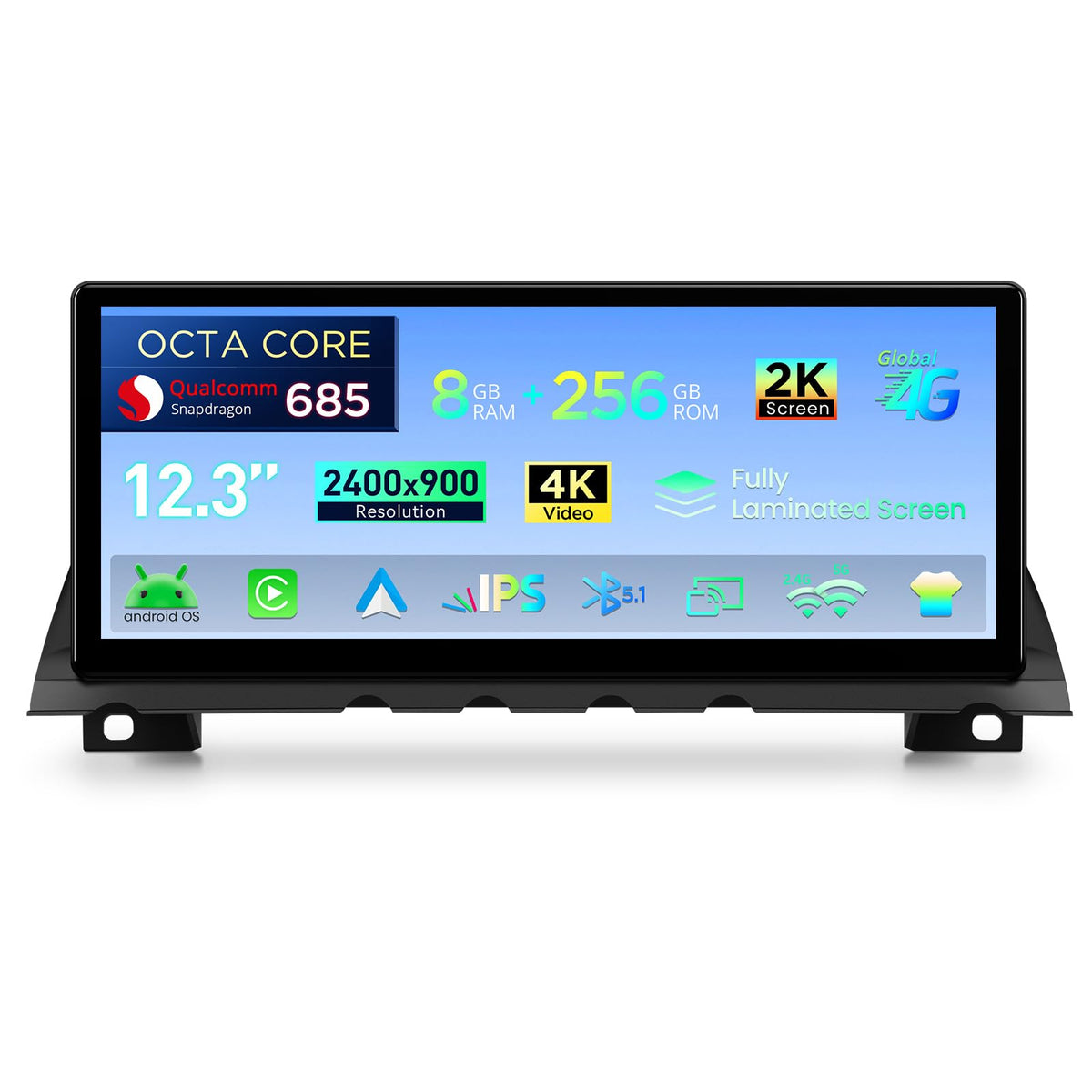 XTRONS Qualcomm 685 Android 14 Car Stereo for BMW 7 Series F01 / F02 (2009-2012) with CIC System, 12.3 Inch 2K IPS Touch Screen GPS Navigation Support Wireless CarPlay Android Auto (8+256G)