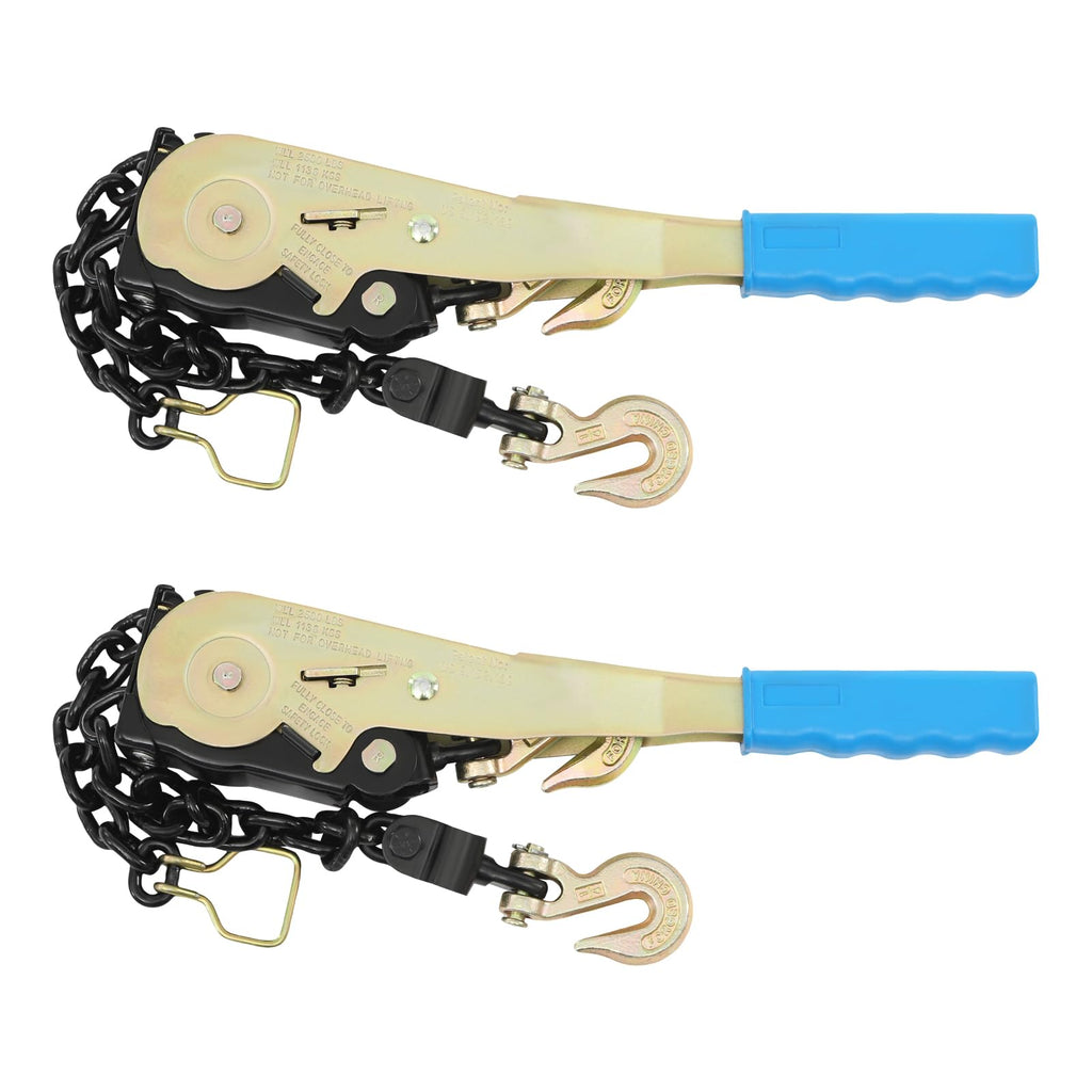 2 Pcs Ratcheting Chain Load Binder 3/8" -1/2" Chain Binder 6600LBS Load Capacity Heavy Duty Tie Down Ratchet Load Binder for Trailers Tractors Outdoor Facilities, Yellow (2 Pcs 6600LBS)