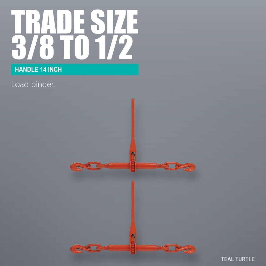 Teal Turtle Ratchet Load Binder, 3/8 to 1/2 Inch, 9200 Lb Capacity 2 Pack