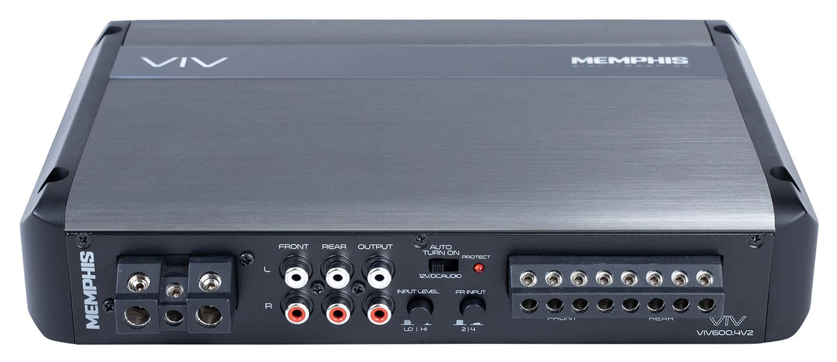 Memphis Audio VIV600.4V2 SixFive Series Bundle: 600-Watt 4-Channel DSP Car Amplifier, RWK42 4-Gauge Car Amp Wiring Installation Kit w/(2) RCA Cables, 2-Items