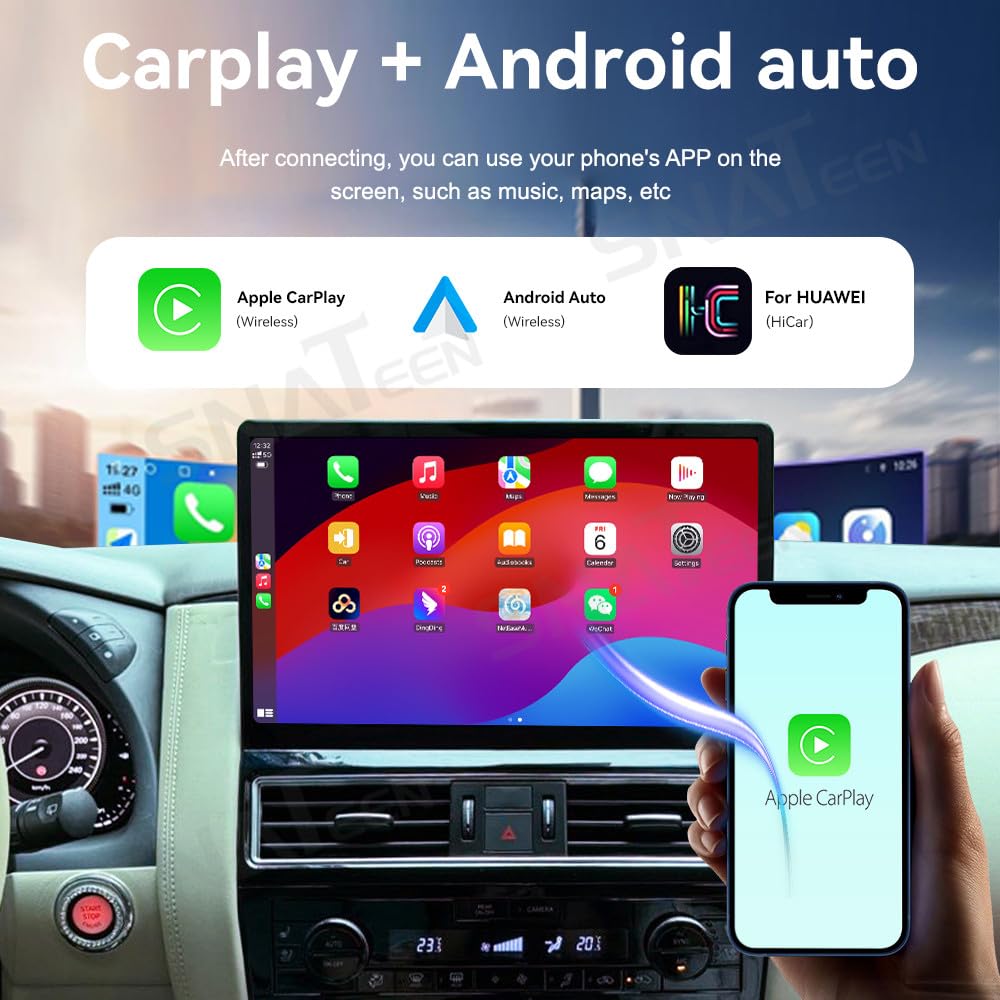 16.8 Inch Android 13 Car Stereo Radio 8GB+128GB Car GPS Navigation Multimedia Player for Nissan Patrol Y62 Armada Infiniti QX80 QX56 2010-2023, Wireless CarPlay, Android Auto, DSP, Bluetooth