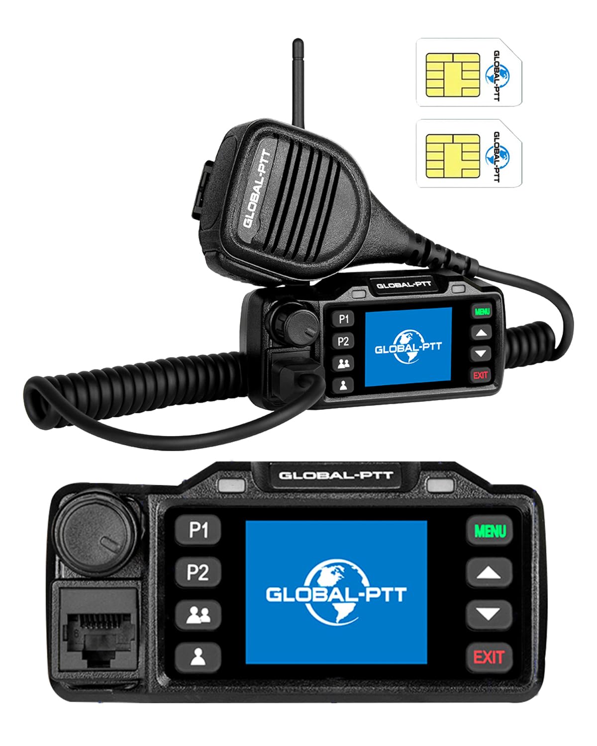 V1 Mobile PoC Radio Unlimited Range, 2-Pack Professional Fixed-Mount Push-to-Talk Over Cellular 4G LTE Walkie Talkies Long Range for in-Vehicle Nationwide PTT Communication (2, V1)