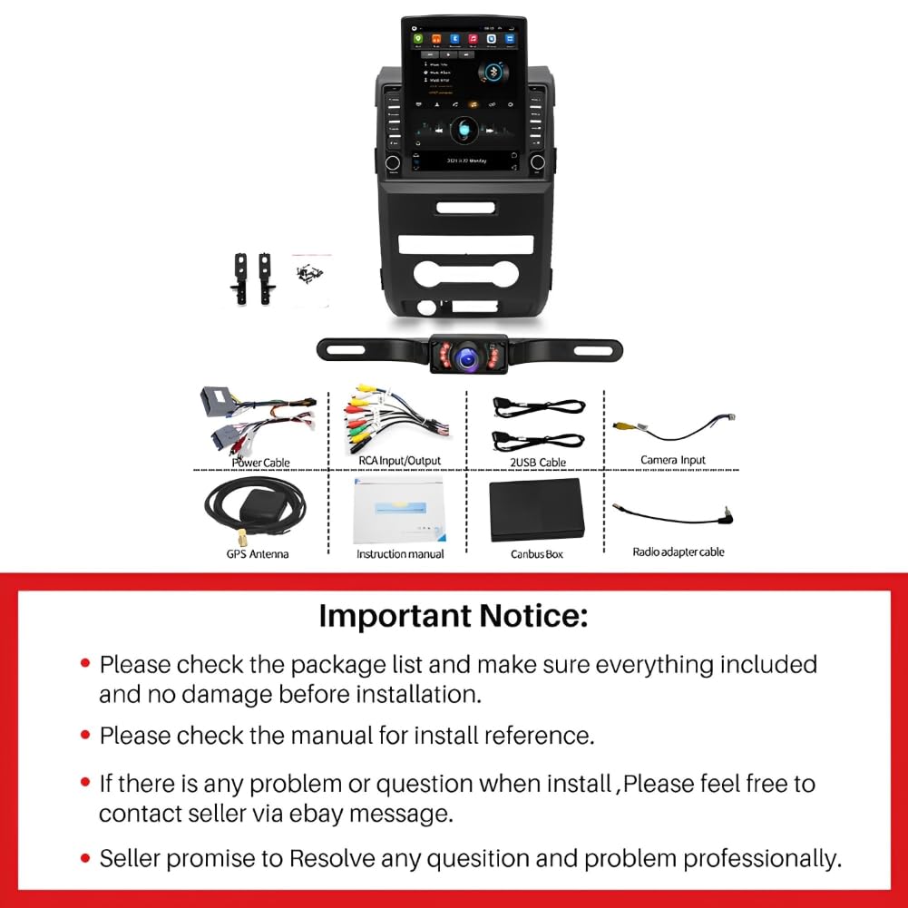 9.7 Inch Android 13 Car Stereo for Ford F150 2009-2014 Double Din IPS Touchscreen Car Radio Receiver w/Wireless Carplay Android Auto Built-in WiFi GPS Navigation Bluetooth SWC AHD Backup Camera, 2+32G