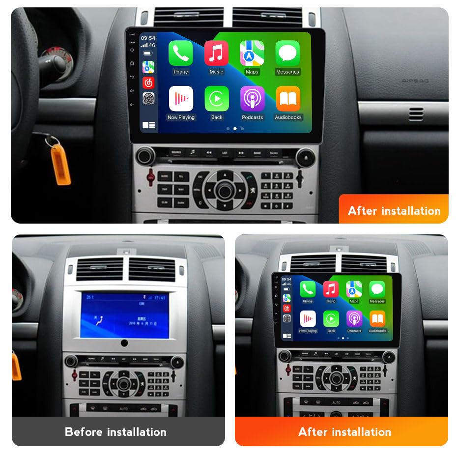 Android car Radio for Peugeot 407 2004-2011,9 inch Car Stereo Touch Screen Upgrade with Wireless CarPlay/Android Auto GPS Navigation WiFi FM Radio Head Unit,2G+32G