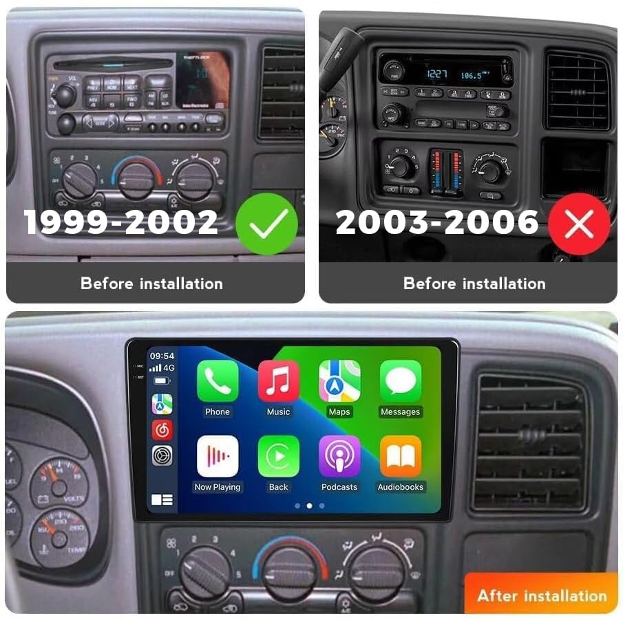 MekedeTech 9" Radio for Chevy Silverado/Suburban/Tahoe GMC Sierra 1999-2002
