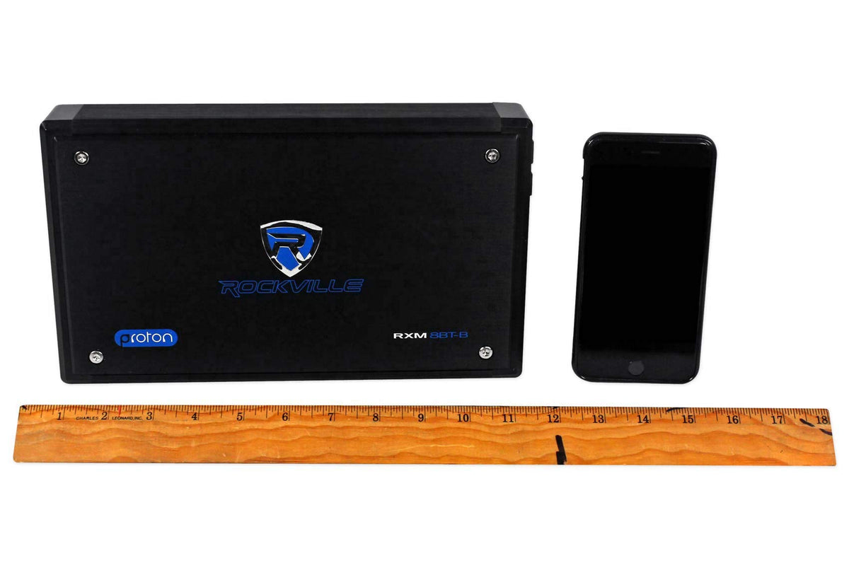 Rockville RXM8BTB 8 Channel Marine Boat Amplifier with Bluetooth, Black