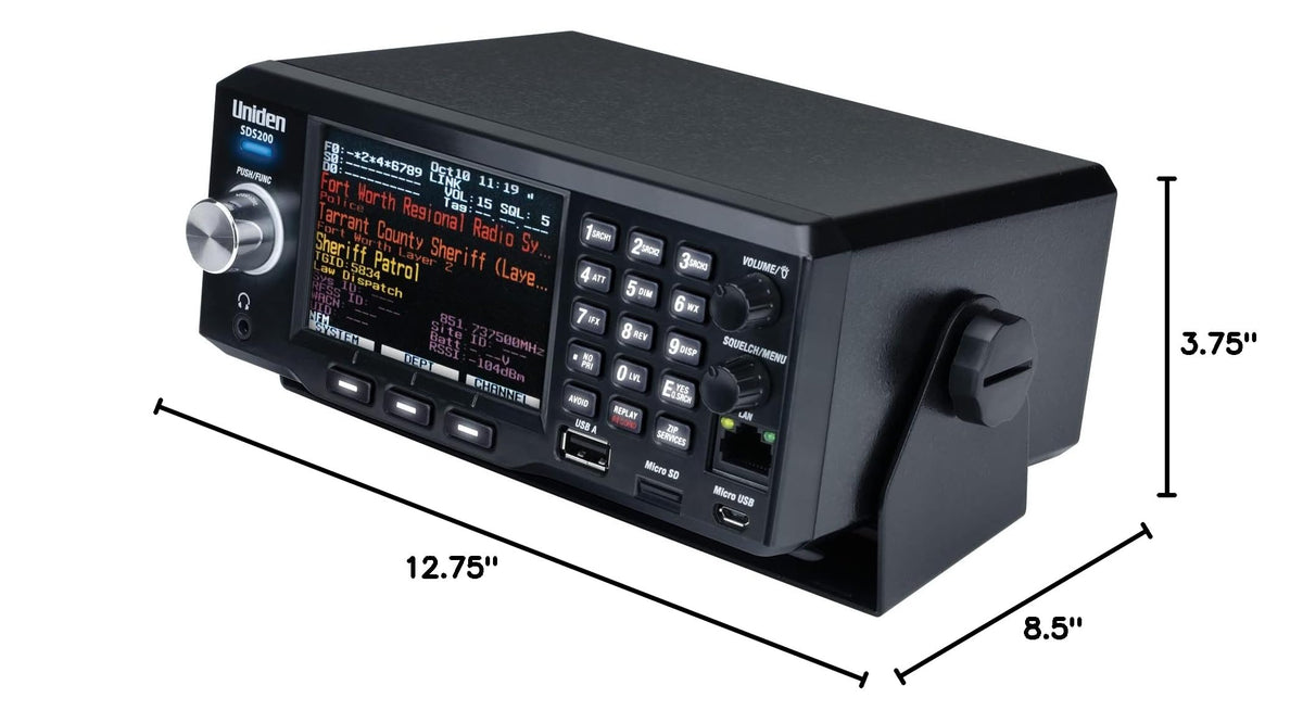 Uniden SDS200 True I/Q™ TrunkTracker X Base/Mobile Digital Scanner. Incredible Digital Performance. TrunkTracker X Technology Provides The Best Digital Decode Performance in The Scanner Industry.