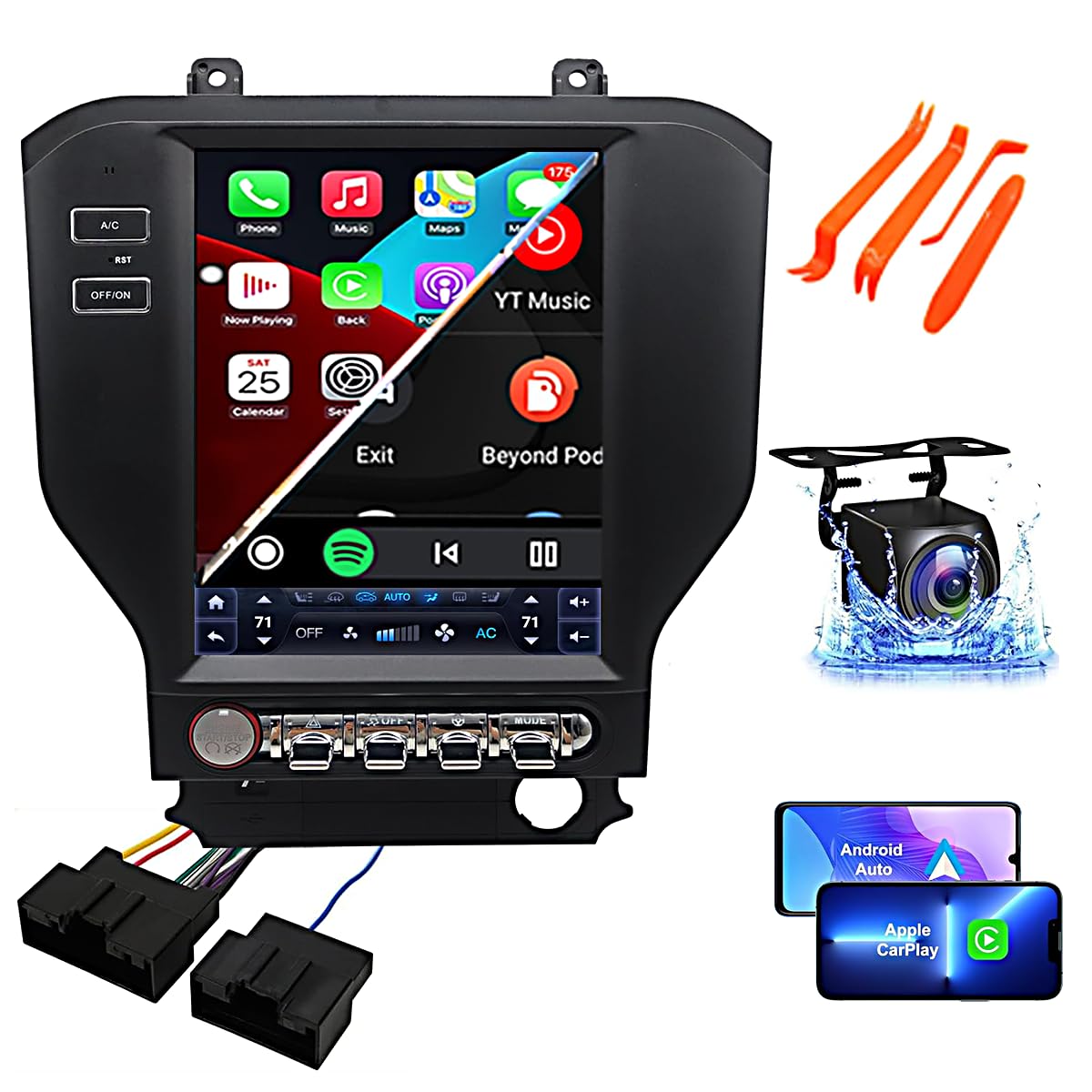 32GB ROM,10.4 Inch for Ford Mustang Radio Upgrade 2015-2023,Android Stereo Replacement,Touch Screen,8core CPU,Carplay and Android Auto,Keep SWC and Factory Camera GPS Navigation System Bluetooth