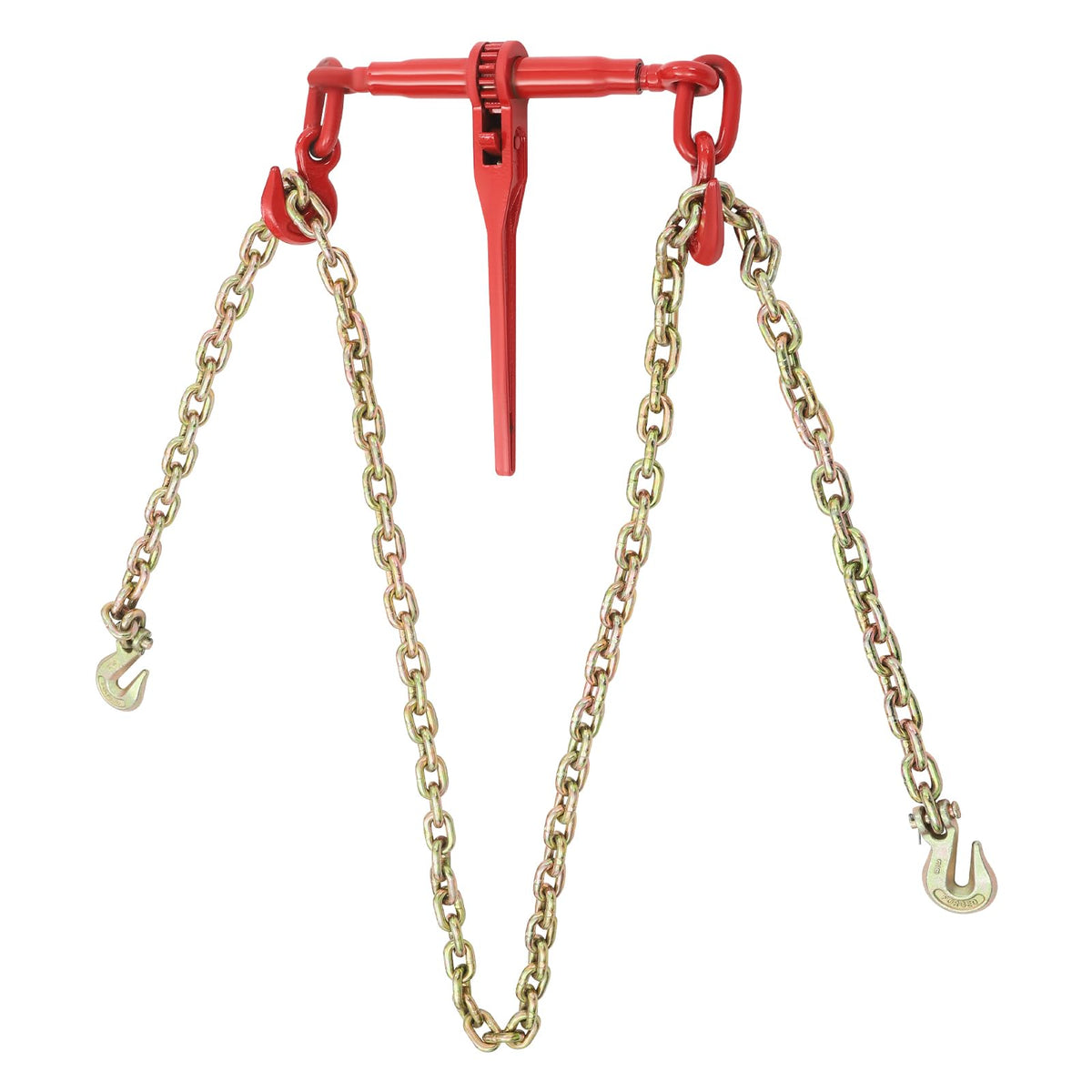 4 Sets Cargo Chain Binder Kit 3/8"-1/2”with 4 Long 10Ft Chains, Load Binder Set Heavy Duty Ratcheting Binders and Chains Load Chain and Binders,6,600lb Working Load Limit As Set,Red