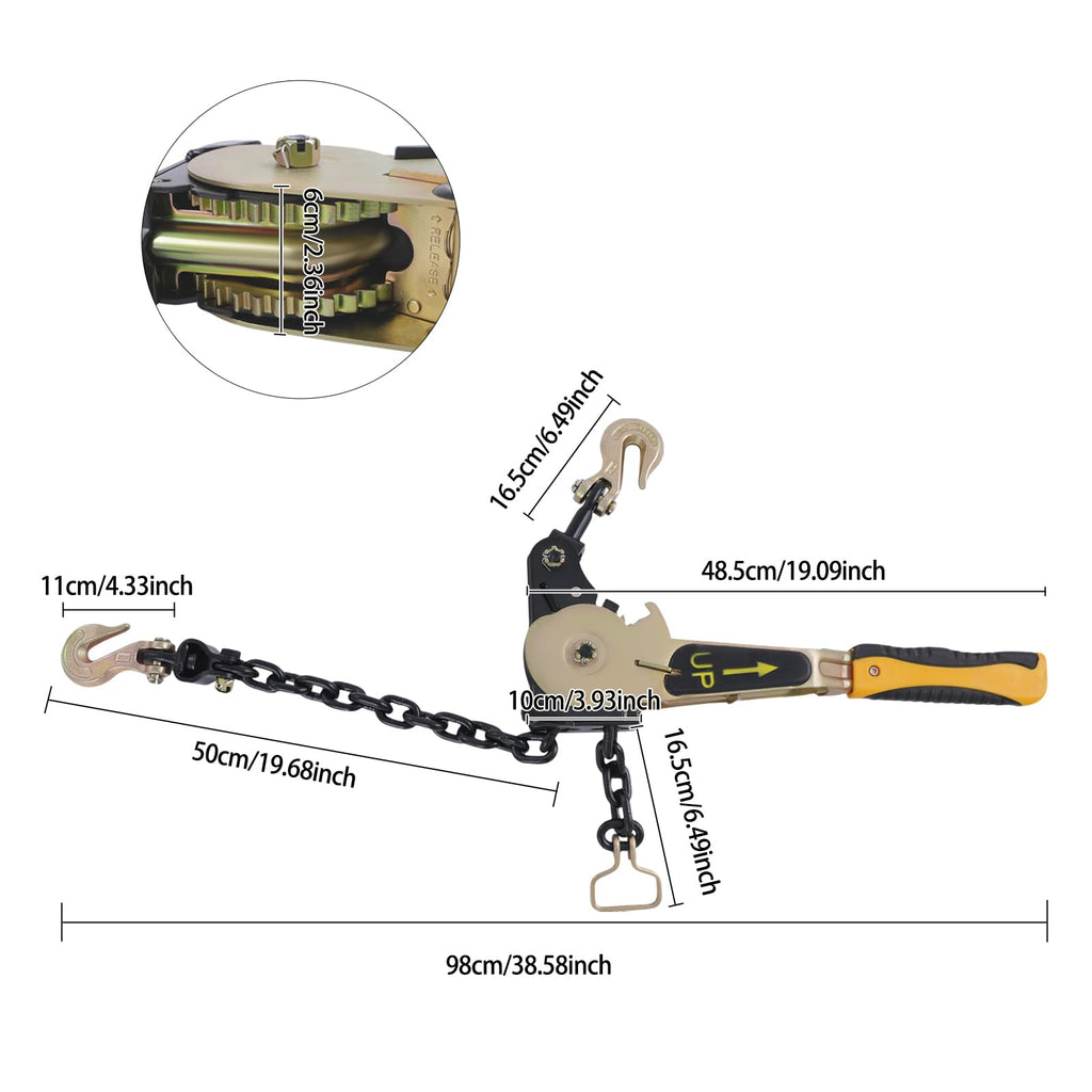 4 Pack Ratcheting Chain Binders 6600lbs Working Load Chain Binder with G70 Chain Heavy Duty Ratchet Load Binders for Truck, Trailer, Cargo Towing, Logging