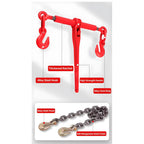 Ratchet Chain Binder Kit, Load Binder with G80 Chain and Clevis Grab Hooks, 2 Ton Capacity for Hauling and Towing, 2 Pieces