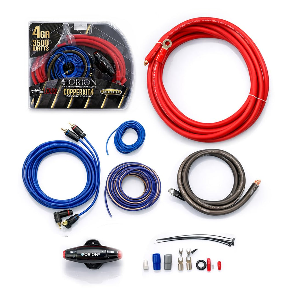 Orion COPPERKIT0 0 AWG True OFC Complete Amplifier Wiring Kit, 100% American Wire Gauge, High Current Car Audio Amp Subwoofer Install Kit, 0 Gauge Power Cable with ANL Fuse Holder, RCA & Speaker Wire