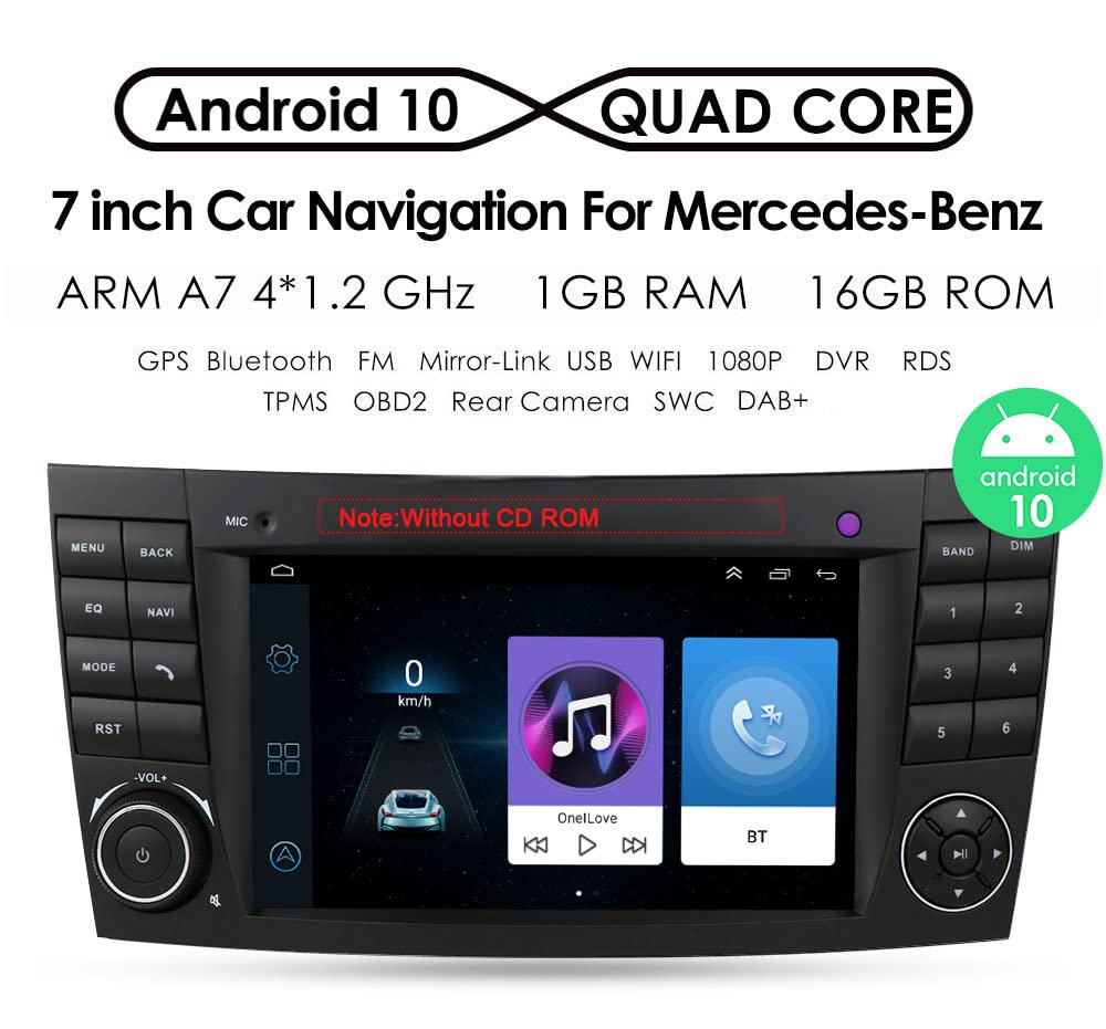 7" CarPlay Android Auto Screen with Lifetime Maps, Spoken Turn-by-Turn Directions,Car Navigation Replacement for Mercedes- Benz