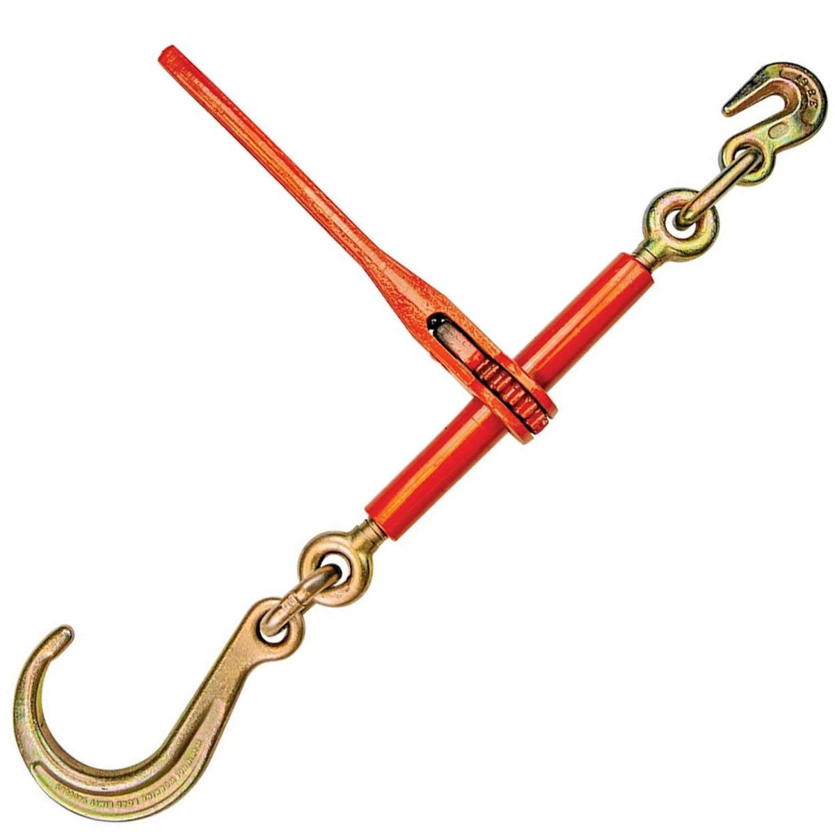 VULCAN Load Binder with 2 Grab Hooks - 4 Pack - Ratchet Style - 7,100 Pound Safe Working Load (Works with 5/16 or 3/8 Inch G70 or G80 Chain)