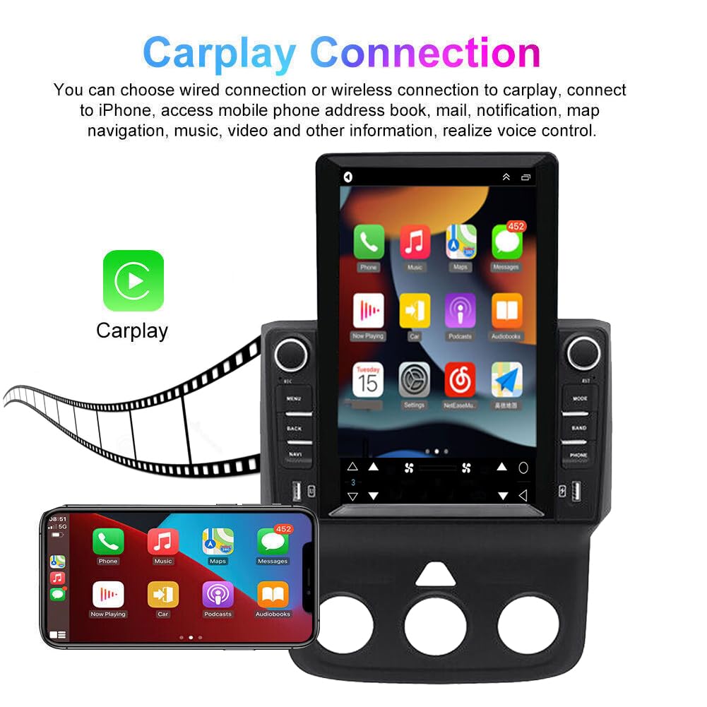 Android 13 Car Radio Stereo Player for Dodge Ram 1500 3500 2013-2019 9.7 Inch LCD Touchscreen Monitor Radio Stereo Navigation with Wireless Carplay and Android Auto GPS/WiFi/Bluetooth/Am/Fm(2+32G)