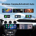 12.3 inch Dual Screen for Ford Mustang Radio Upgrade 2015-2023,Android Stereo Replacement,Touch Screen,Qualccomm 8core CPU,Carplay and Android Auto,Keep SWC and Factory Camera (8+128GB)