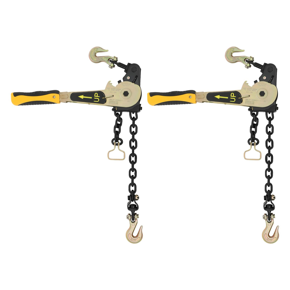 2 Pack Ratcheting Chain Binder 3/8-1/2 inch 6600 lbs Heavy Duty Load Binder with G70 Chain for Flatbed Truck Trailer Tie Down Hauling