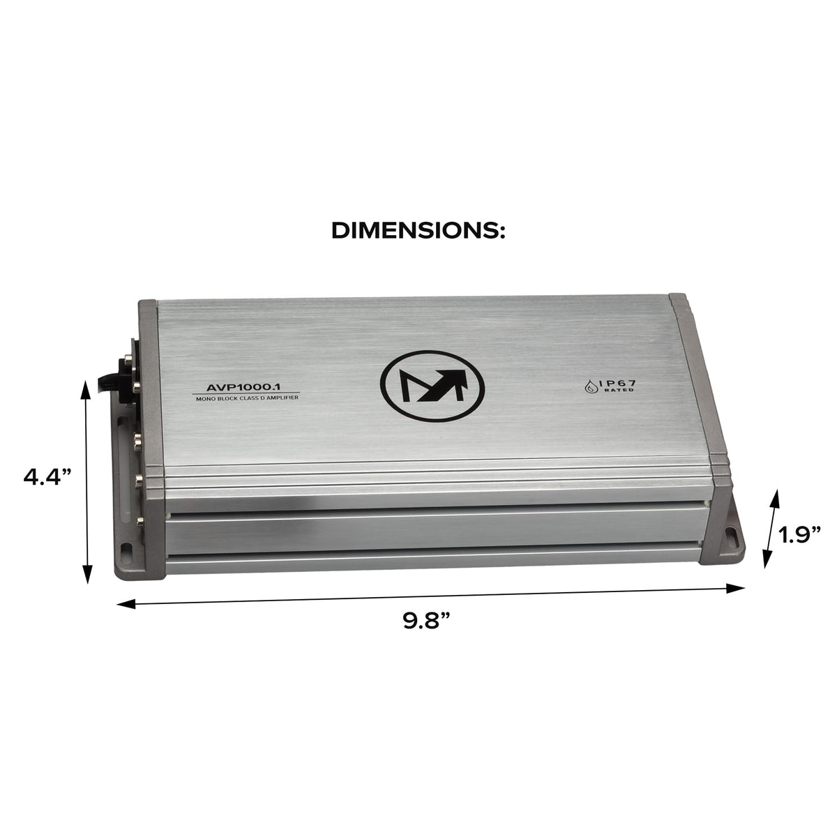 Magnadyne Aquavibe Pro AVP1000.1 Mono-Channel Marine Amplifier, 1000W RMS Class-D, IP67 Waterproof, Compact High-Performance Subwoofer Amp for Boat, Side-by-Side, ATV, RV & Motorcycles