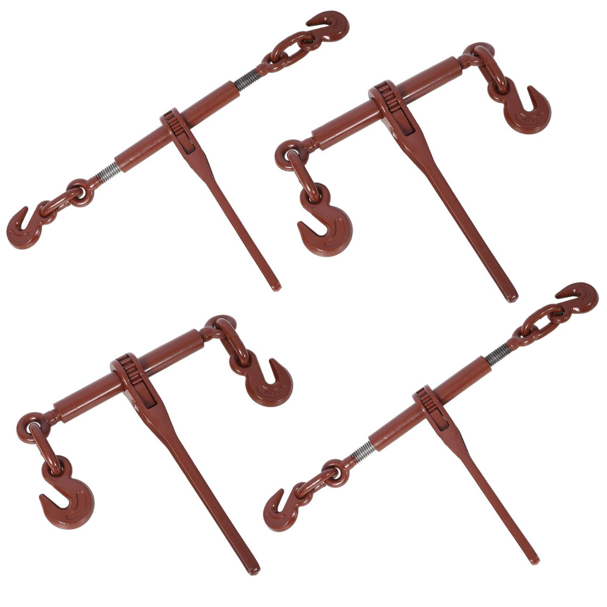 Geelife Heavy-Duty Ratchet Binders with Adjustable G70 Hooks, 4-Pack