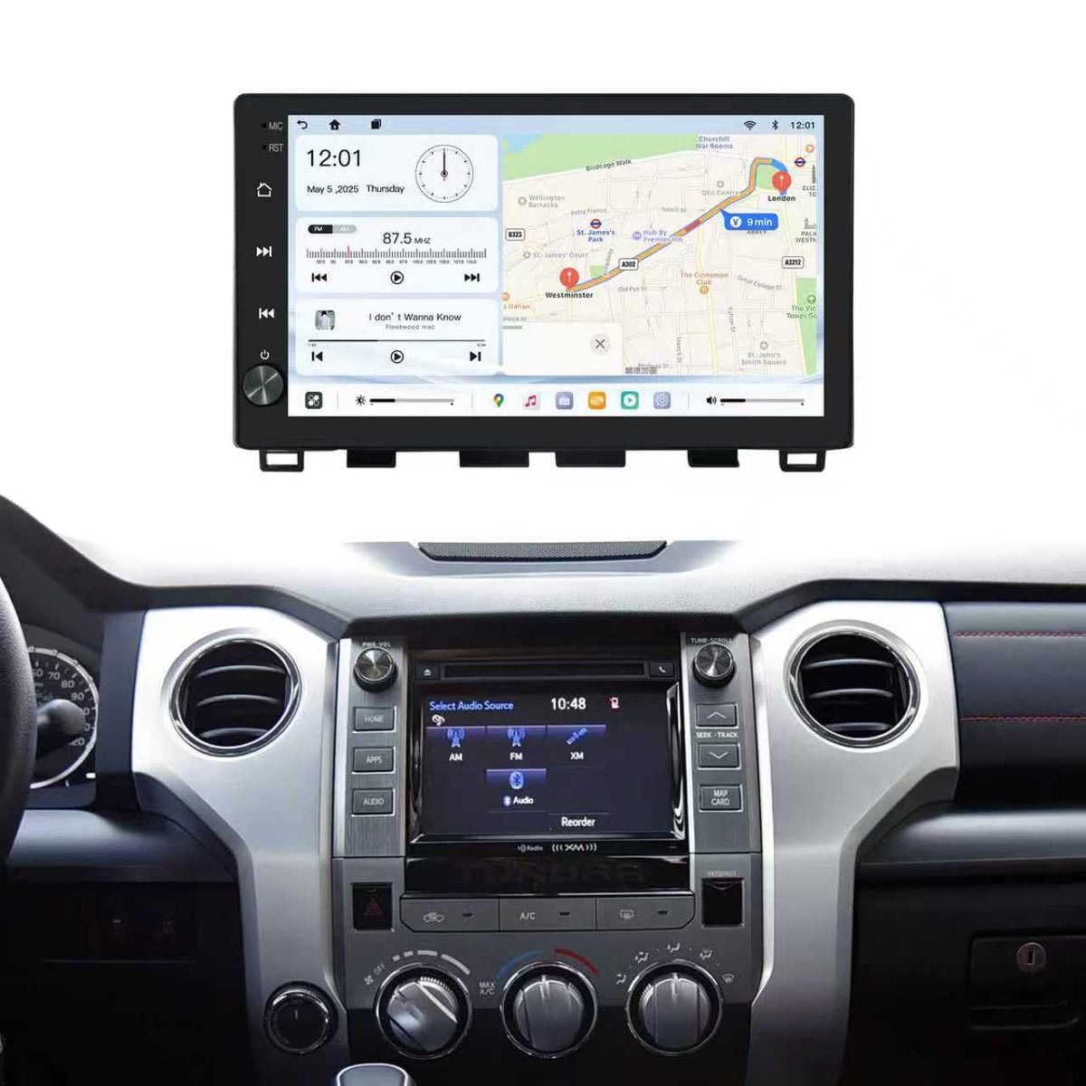 10.2’’ Android System Car Stereo Multimedia Radio Receiver for Toyota Tundra 2014-2019,with Wireless CarPlay & Android Auto,1280×720 Resolution,QLED Touchscreen (4G+64G)