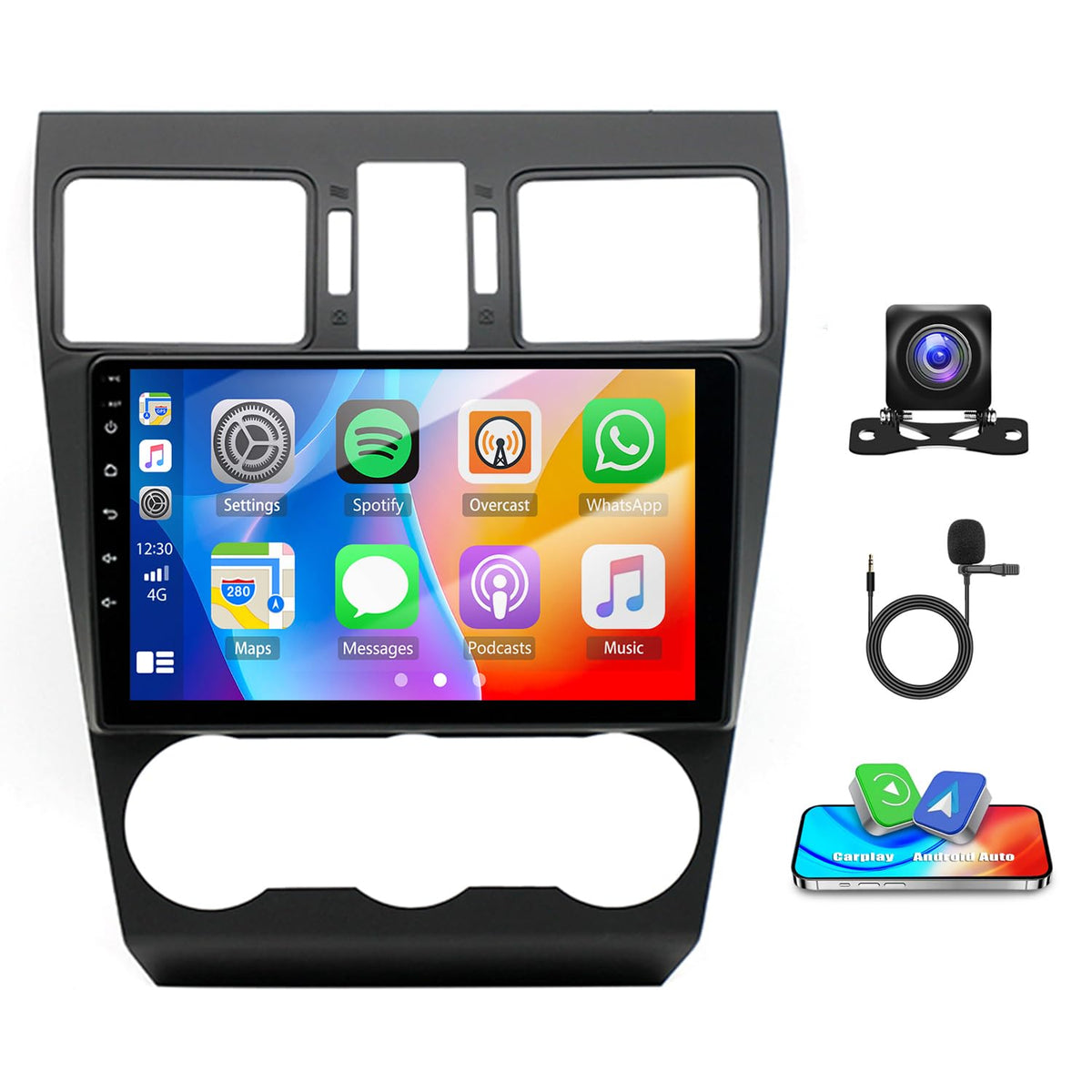 2+64G Android 14 Double Din Car Stereo Upgrade for Subaru Forester WRX Impreza 2013-2015 Car Radio w/Wireless Carplay Android Auto 9” Touch Screen GPS Navi Head Unit Bluetooth WiFi FM/RDS/SWC