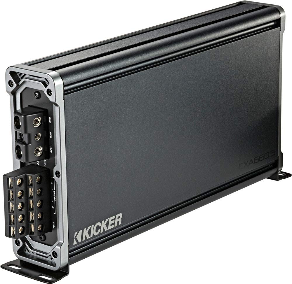 KICKER Amplifier and Amp Kit Package of 2 Items - CX Series 660W RMS Class AB/D 5-Channel Amplifier and Complete 4AWG Wiring Kit