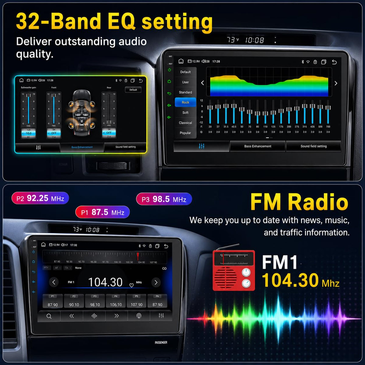 Car Radio for Toyota Tundra 2007-2013 Sequoia 2008-2012 with Wireless CarPlay & Android Auto, 10 Inch Toyota Tundra Stereo Head Unit with BluetoothGPS Navigation FM Radio