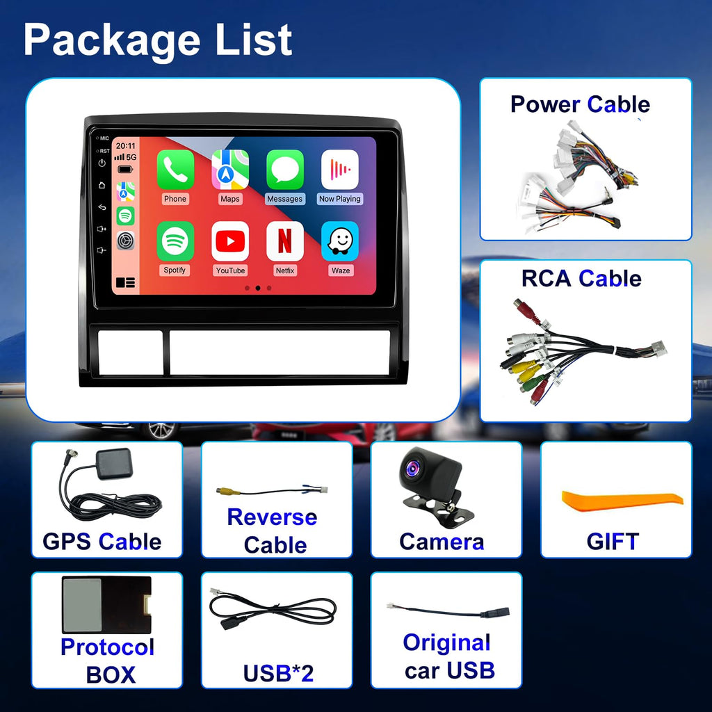 4G+64G Android Car Radio for Toyota Tacoma 2005-2015, 9 Inch Tacoma Stereo Upgrade Support Wireless Carplay Android Auto, Touch Screen Head Unit with GPS Navigation BT Backup Camera FM DSP SWC 5GWiFi