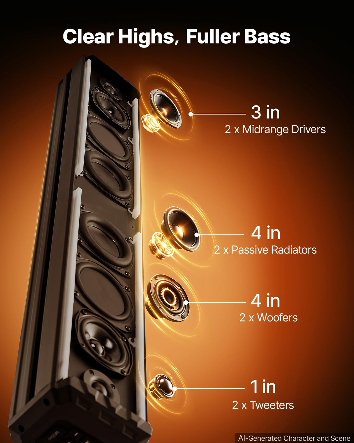 VEVOR UTV Sound Bar 34.8 Inch 8-Speaker Golf Cart Soundbar with Bluetooth