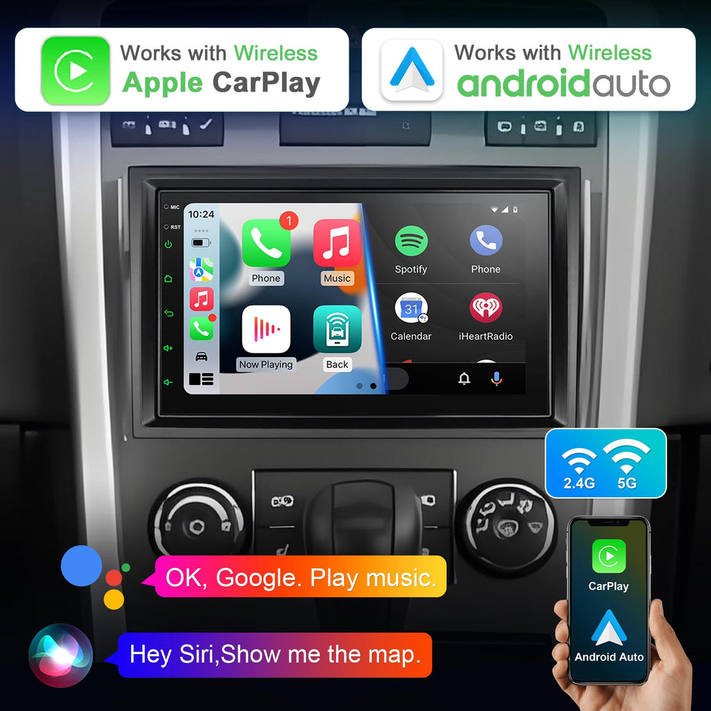 [8 core 2+64G] Car Stereo for Chevy Silverado GMC Sierra 2007-2013, 7 inch Android 13 Touchscreen with Wireless Carplay Android Auto, 2G+64G/WiFi/FM/DSP/SWC, Bluetooth, GPS Navigation
