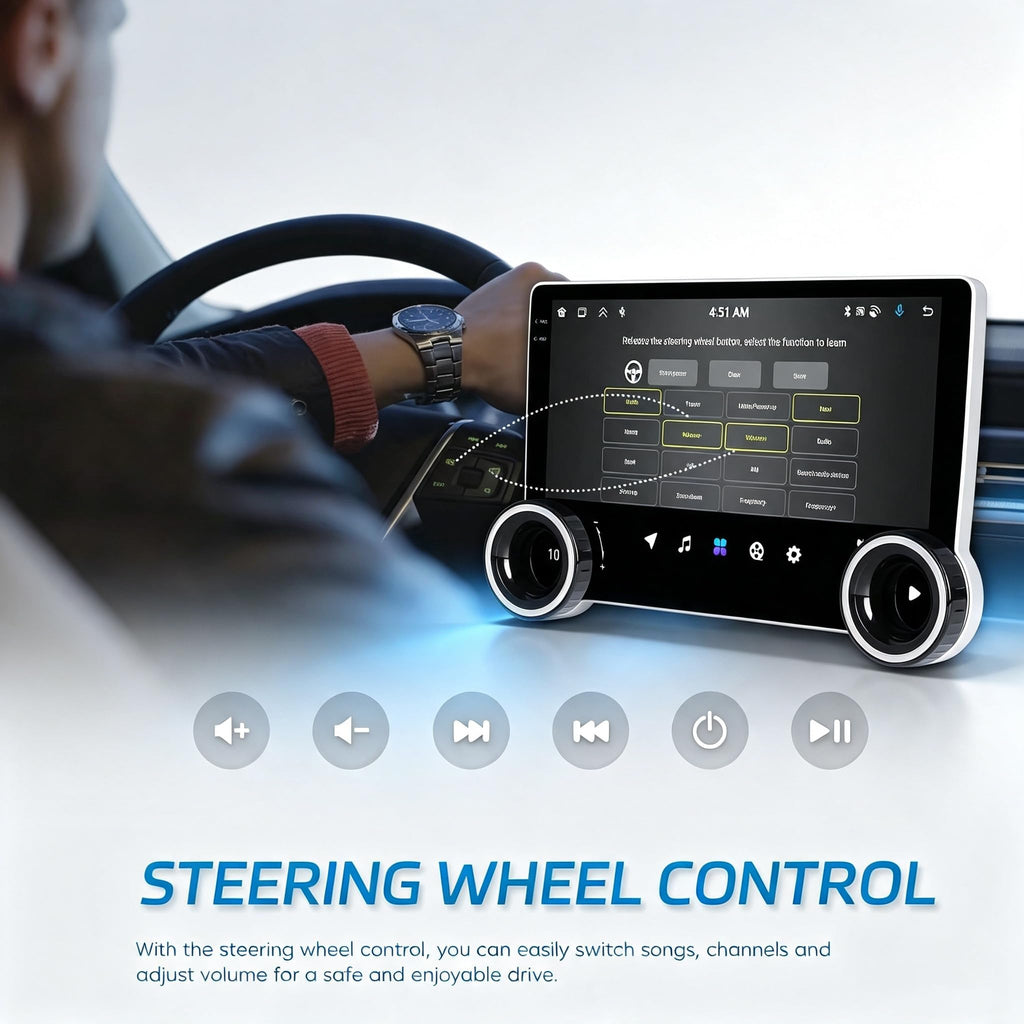 10.1‘’ Android Radio for【Jeep Grand Cherokee 2010 2011 2012 2013】 Dual Knobs CarPlay/Android Auto Autoradio Android FM Radio Car Navigation Stereo Pad Player GPS IPS Touch Screen BT WiFi 2+64G